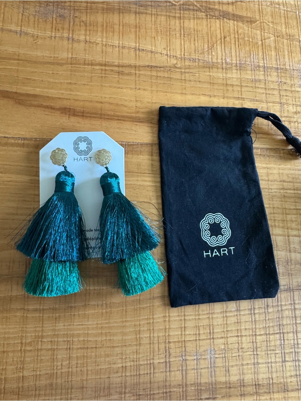 Teal Tiered Tassel Earrings